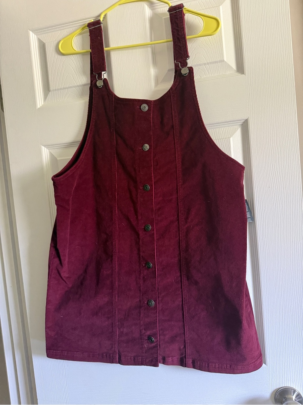 Burgundy Corduroy Button Front Pinafore Dress xlarge